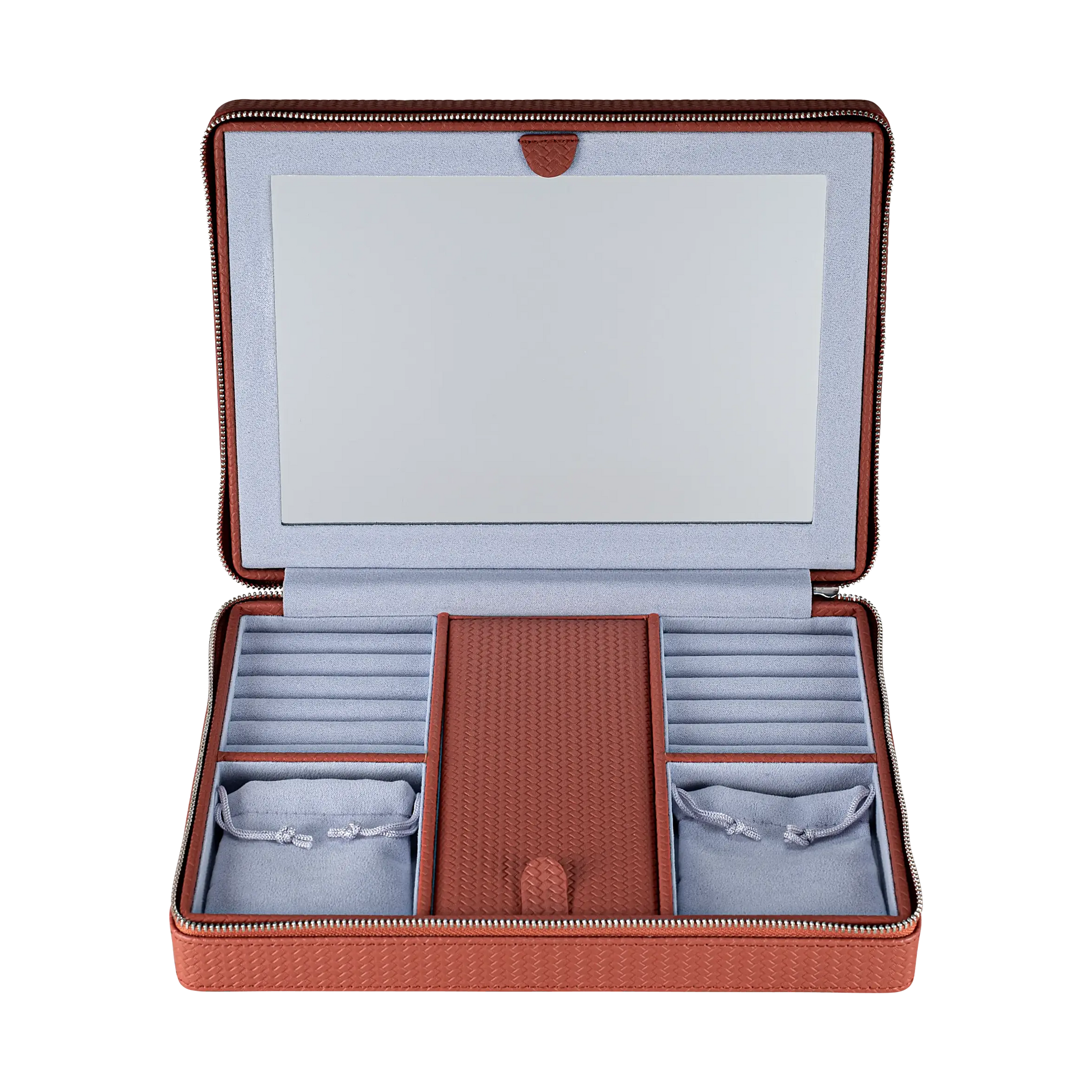 Zippered jewelry box Corbello / terracotta